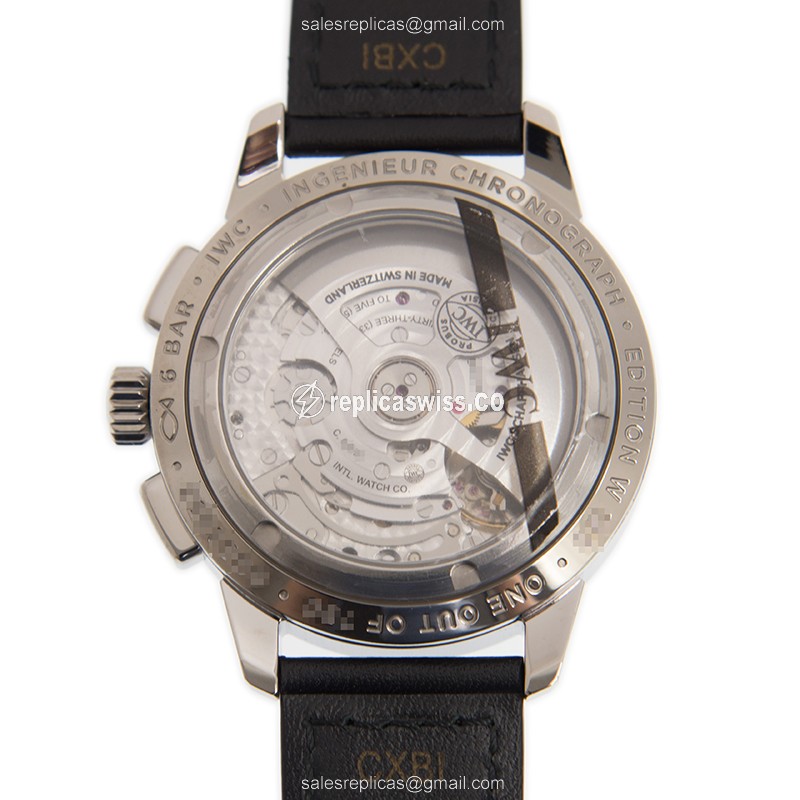IWC Ingenieur Automatic Replica - PVD Titanium Case - White Dial - Leather Black Strap - Sapphire Crystal - Buckle Clasp - View 3