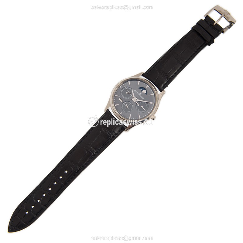 Jaeger-Lecoultre Q130354J Replica - Ultra Thin - Automatic - Steel Case - Gray Dial - Black Alligator Strap - View 2