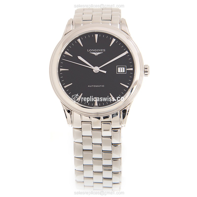 Longines Flagship L4.974.4.52.6 - Automatic - Steel Case, Black Dial | Silver Steel Strap - View 2