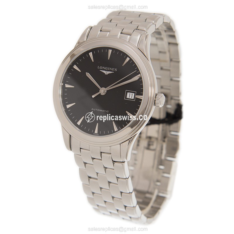 Longines Flagship L4.974.4.52.6 - Automatic - Steel Case, Black Dial | Silver Steel Strap - View 3