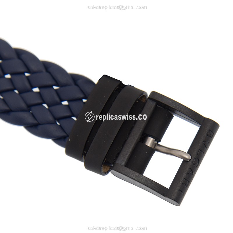 Bulgari BBP40C3CGLD Replica - Automatic - PVD Titanium - Blue Dial - Leather Blue Strap - View 4