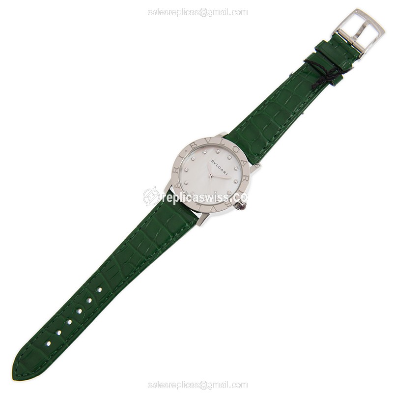 Bulgari BBL33WSLC4/12 Replica - Automatic - White Dial - Green Alligator Strap - View 2