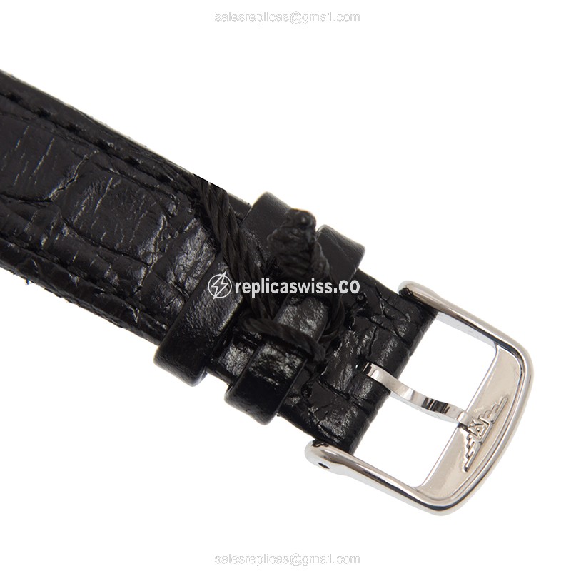 Longines Presence Quartz Steel - White Dial - Leather Black Strap - Buckle Clasp - View 4