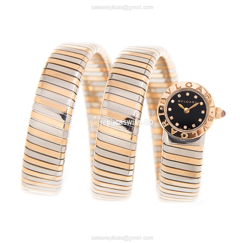 Bulgari BBLP191TSG Quartz - 18kt Rose Gold Case - Black Dial - Bangle Clasp - View 2