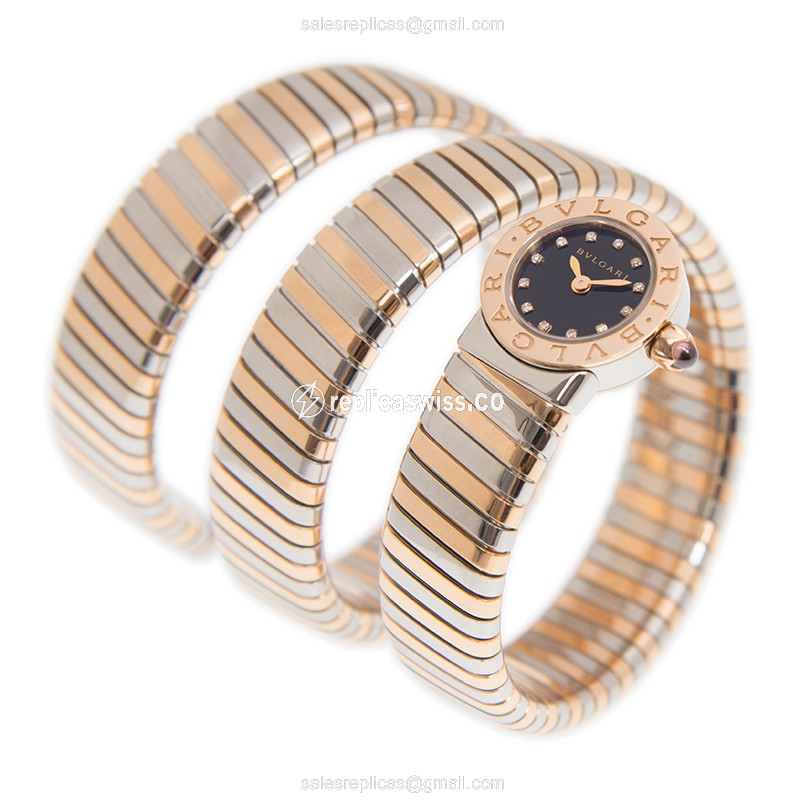 Bulgari BBLP191TSG Quartz - 18kt Rose Gold Case - Black Dial - Bangle Clasp - View 3