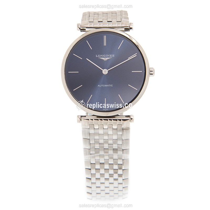 Longines LA GRANDE Replica - Automatic - Steel Case - Blue Dial - Silver Steel Strap - View 2