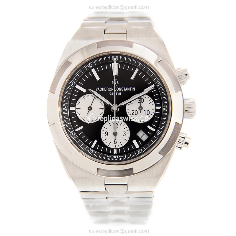 Vacheron Constantin Replica - Overseas - Automatic - Stainless Steel - Black Dial - Silver Strap - View 2