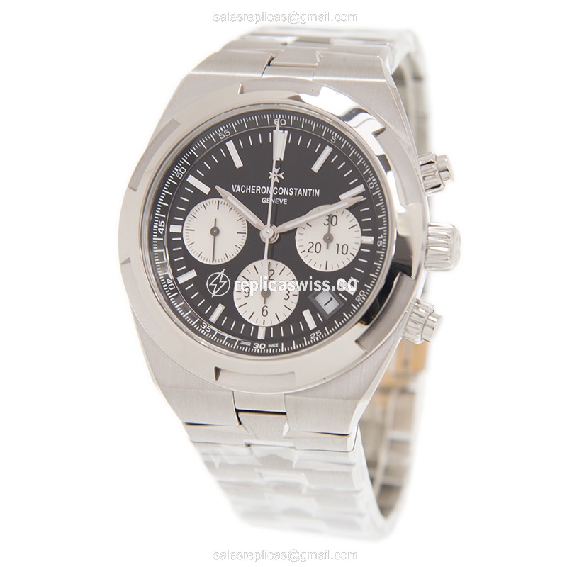 Vacheron Constantin Replica - Overseas - Automatic - Stainless Steel - Black Dial - Silver Strap - View 3