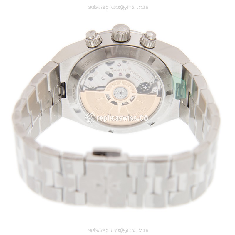 Vacheron Constantin Replica - Overseas - Automatic - Stainless Steel - Black Dial - Silver Strap - View 4