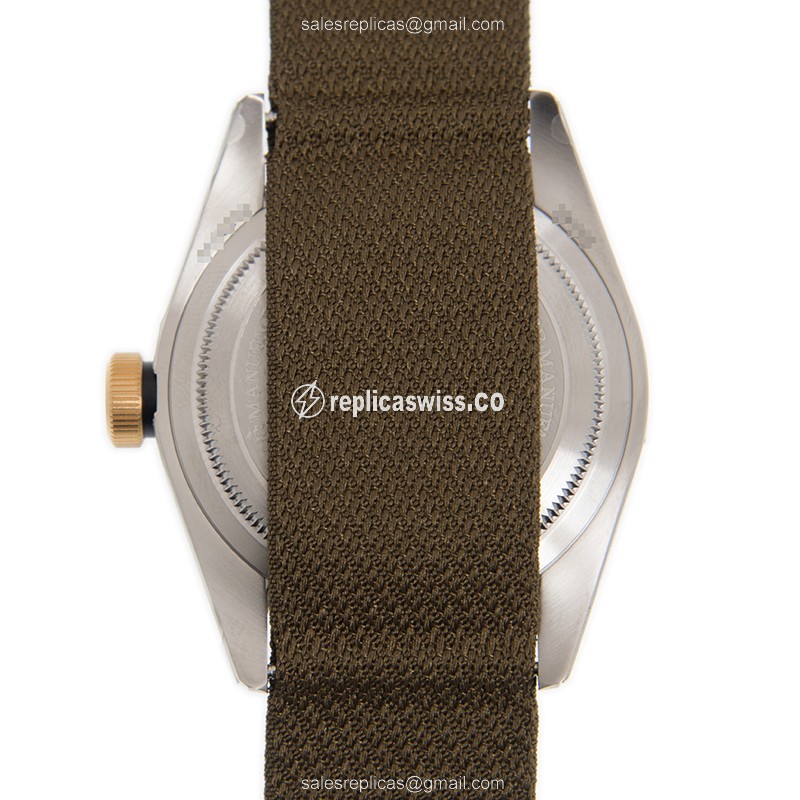 Tudor Black Bay Replica - Automatic - Gold/Steel - Black Dial - Green Canvas Strap - View 3