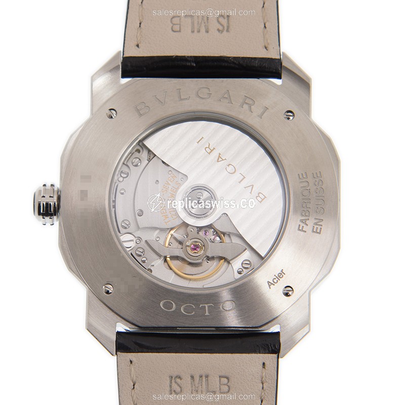 Bulgari OC41C6SLD Replica - Automatic - Stainless Steel - White Dial - Black Alligator Strap - View 3
