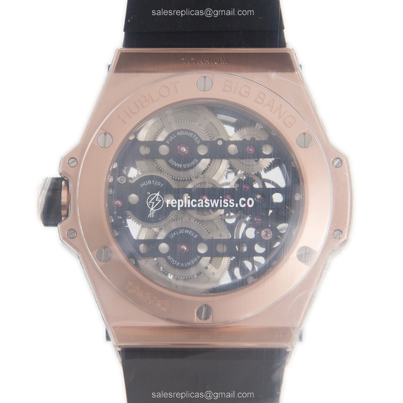 Hublot BIG BANG Replica - Manual - 18kt Rose Gold - Blue Dial - Rubber Strap - View 3