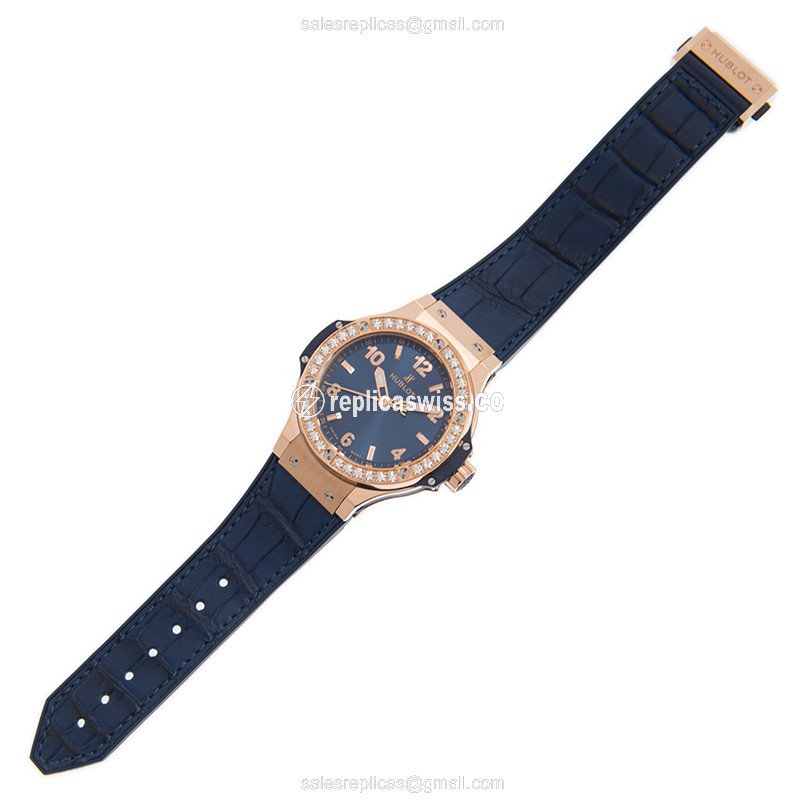 Hublot Big Bang Replica - Quartz - Blue Dial - Alligator - View 2