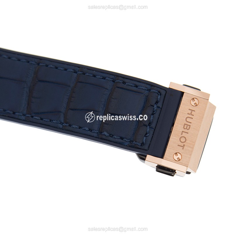 Hublot Big Bang Replica - Quartz - Blue Dial - Alligator - View 4