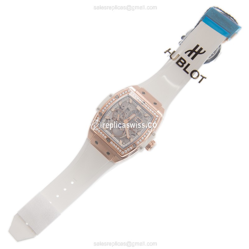 Hublot BIG BANG Replica - Automatic - Silver Dial - White Rubber Strap - View 2