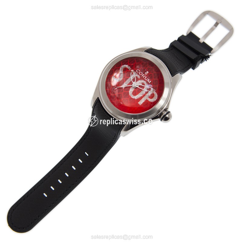 Corum Bubble Replica - Automatic - Red Dial - PVD Titanium Case - Black Rubber Strap - View 2