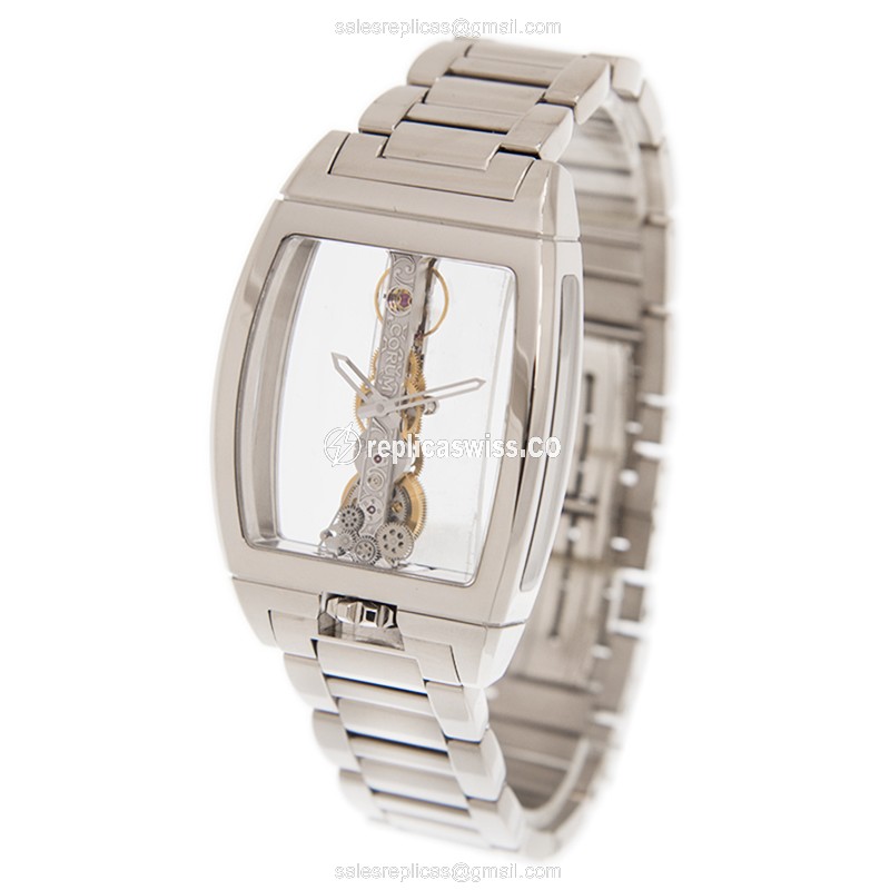 Corum Bridge Replica - Manual Wind - 18kt White Gold - Transparent Dial - Silver Clasp - View 3
