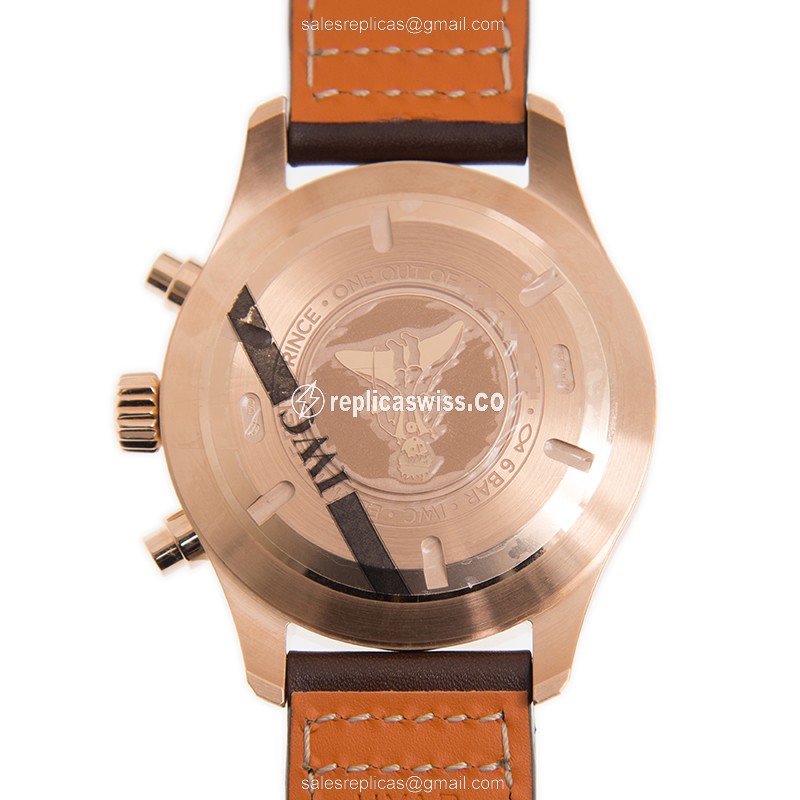 IWC PILOTS Replica - Automatic 18kt Rose Gold - Blue Dial - Brown Cowhide Strap - View 3