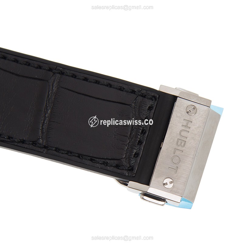 Hublot Classic Fusion Replica - Automatic - Diamond Case - Black - Leather Strap - View 4