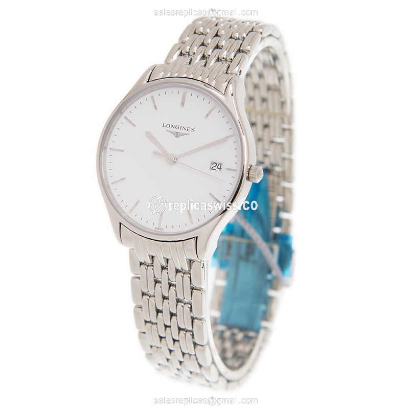 Longines Lyre Replica - Quartz - Stainless Steel - White Dial, Silver Clasp, Steel Strap - View 3