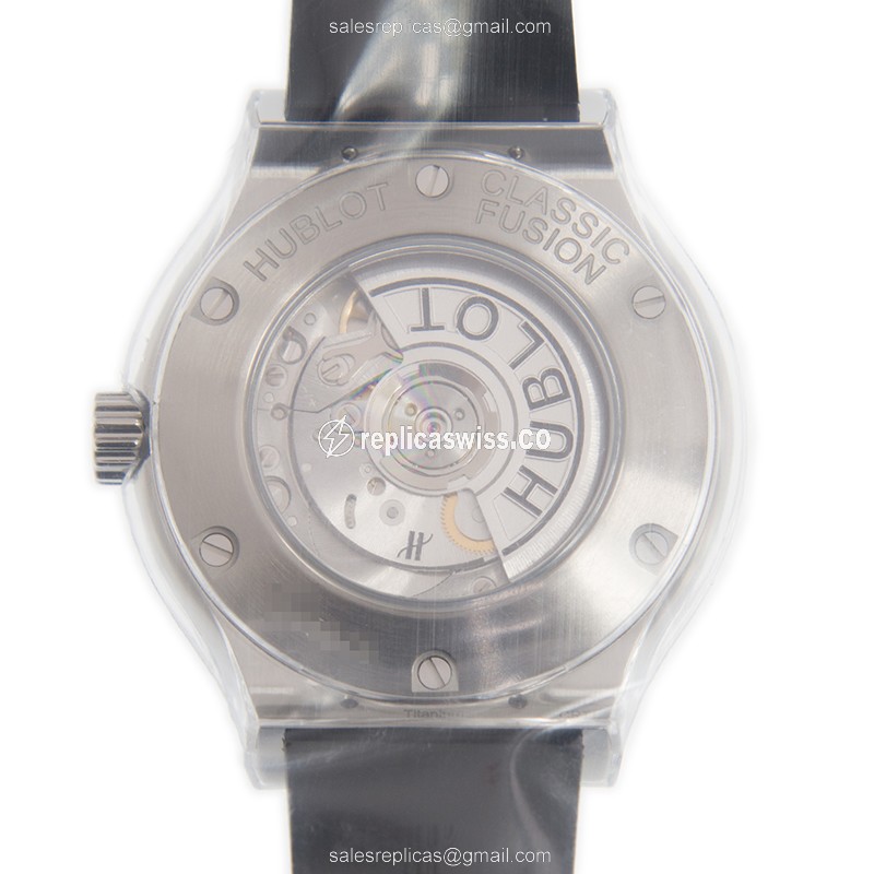 Hublot Classic Fusion Replica - Automatic - PVD Titanium - Black Dial - Rubber Strap - View 3