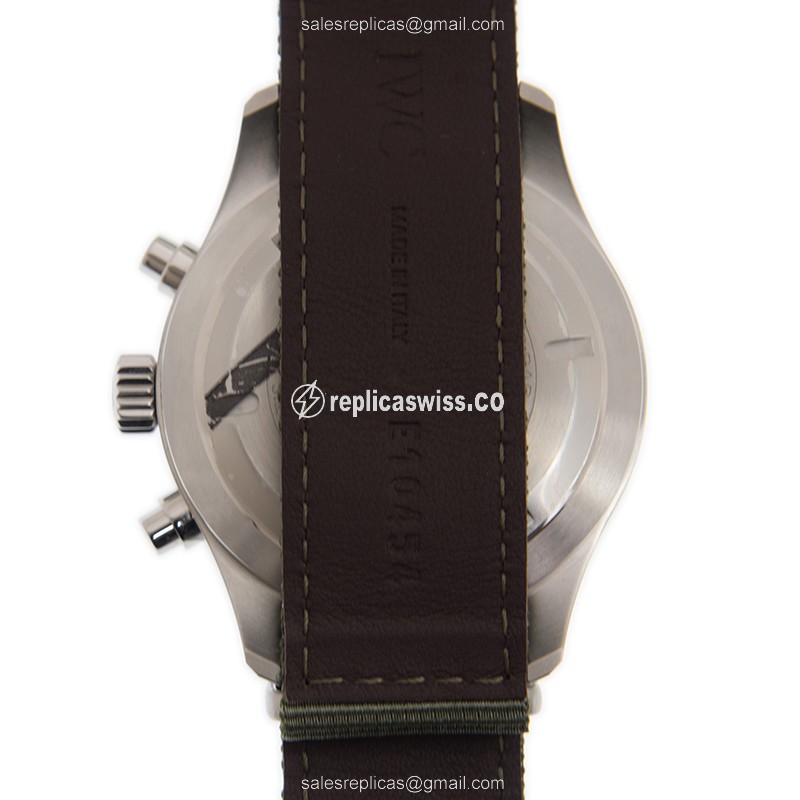 IWC PILOTS Replica - Automatic - Black Dial - Green Fabric Strap - Buckle Clasp - View 3