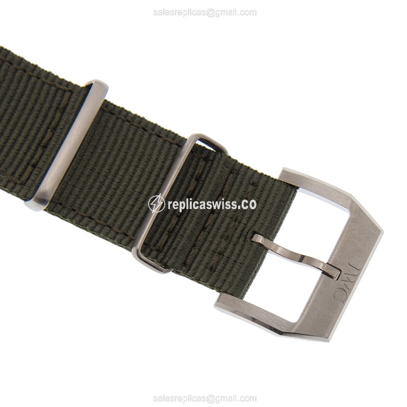 IWC PILOTS Replica - Automatic - Black Dial - Green Fabric Strap - Buckle Clasp - View 4