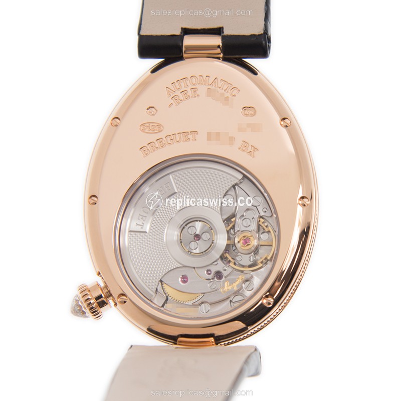 Breguet REINE DE NAPLES Replica - Automatic 18kt - White Dial - Alligator Black - View 3