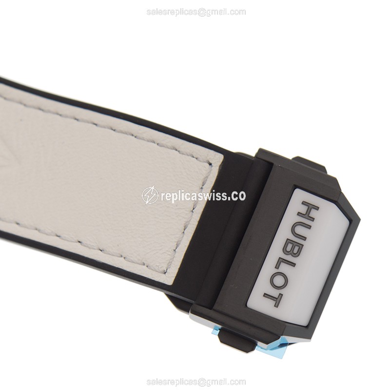 Hublot Big Bang Replica - Automatic - Ceramics Case - White Dial - Leather Strap - Buckle Clasp - View 4