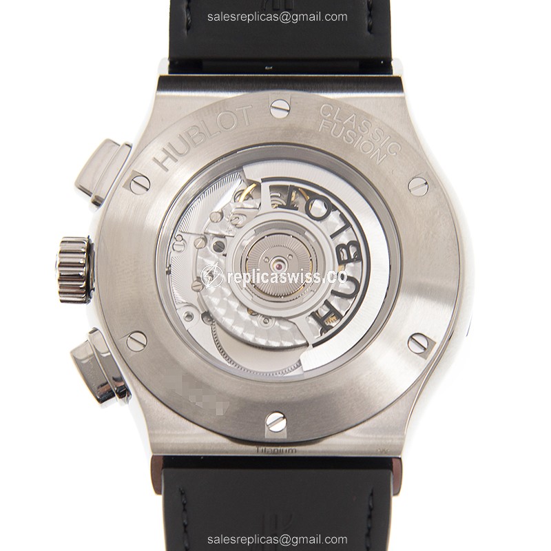 Hublot Classic Fusion Replica - Automatic - Diamond Case - Black - Leather Strap - View 3