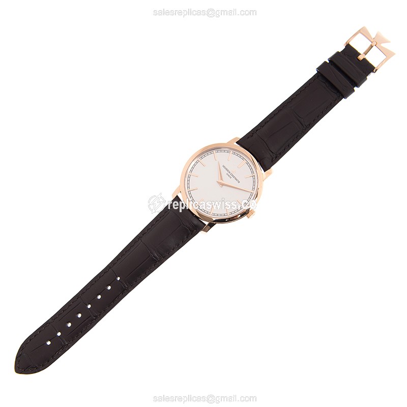 Vacheron Constantin 43075/000R-9737 PATRIMONY TRAD. - Auto 18kt Rose Gold - Silver Dial - Brown Alligator Buckle - View 2