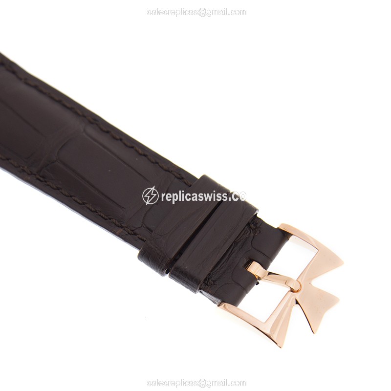 Vacheron Constantin 43075/000R-9737 PATRIMONY TRAD. - Auto 18kt Rose Gold - Silver Dial - Brown Alligator Buckle - View 4