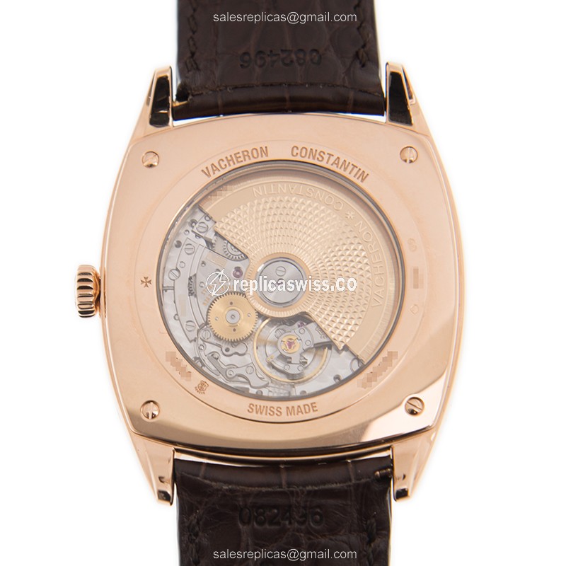 Vacheron Constantin 4000S/000R-B123 Replica - Automatic - 18kt Rose Gold - White Dial - Brown Alligator Strap - View 3