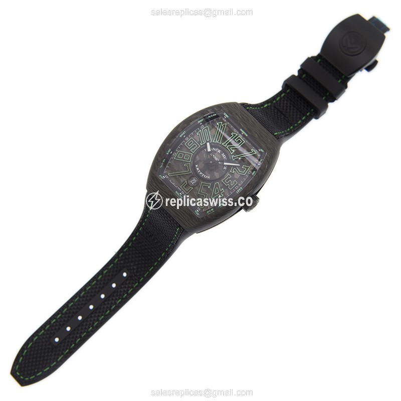 Franck Muller V45 SC DT KRYPTON Carbon Auto - Black Dial - Rubber Strap - Sapphire Crystal - View 2