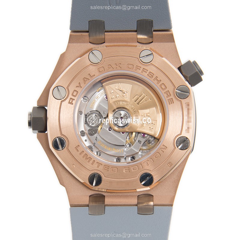 Automatic Watch - Audemars Piguet ROYAL OAK - 18kt Rose Gold - Titanium - Gray Dial - Rubber Strap - View 3
