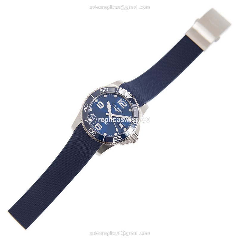 Longines CONQUEST Replica - Automatic - Ceramic - Blue on Steel, Blue Rubber - View 2