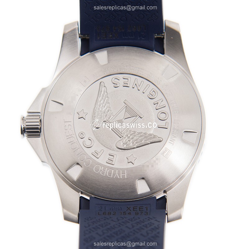 Longines CONQUEST Replica - Automatic - Ceramic - Blue on Steel, Blue Rubber - View 3