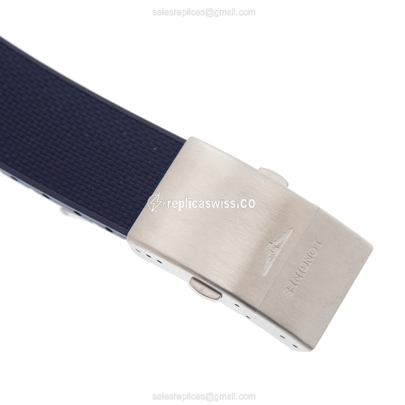 Longines CONQUEST Replica - Automatic - Ceramic - Blue on Steel, Blue Rubber - View 4