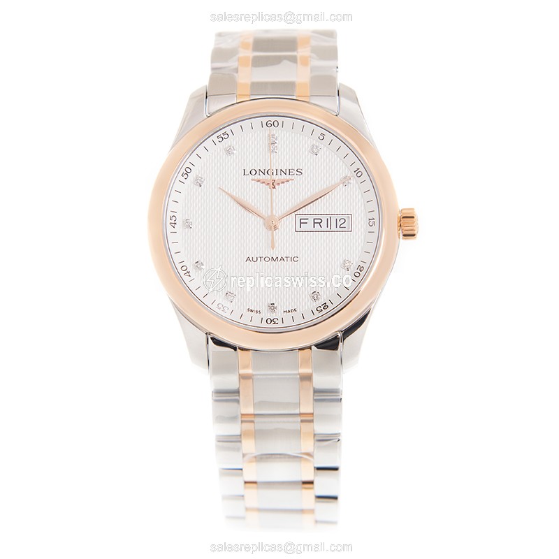 Longines Master Automatic Replica - 18kt Rose Gold, Steel - White Dial - View 2