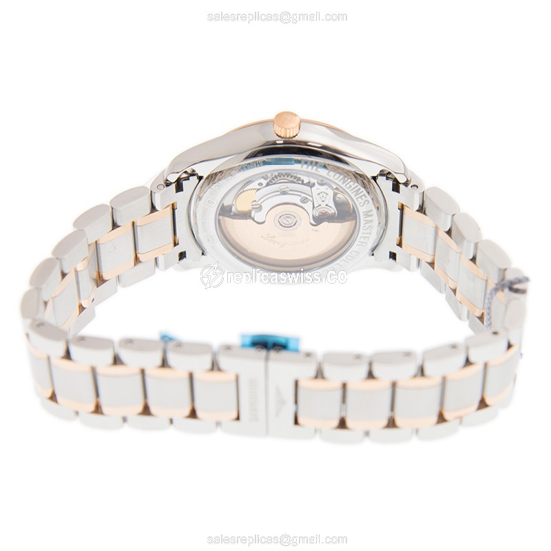 Longines Master Automatic Replica - 18kt Rose Gold, Steel - White Dial - View 4