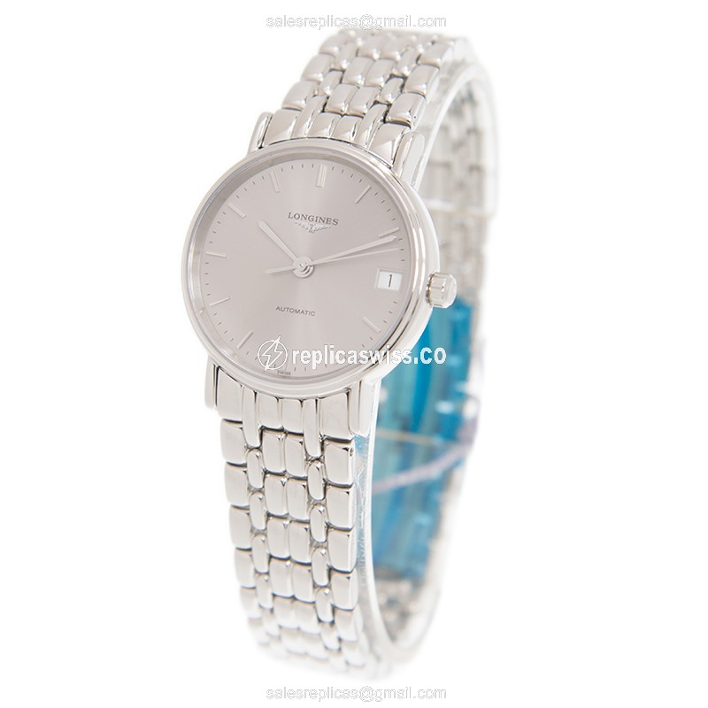 Longines Presence Replica - Automatic - Steel Case - Gray Dial, Silver Strap - View 3