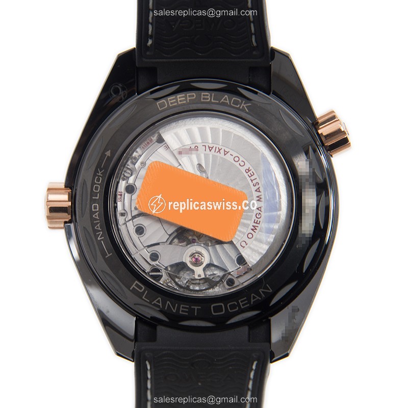 Omega Seamaster Replica - Automatic - Ceramic Case - Black Dial - Leather Strap - View 3