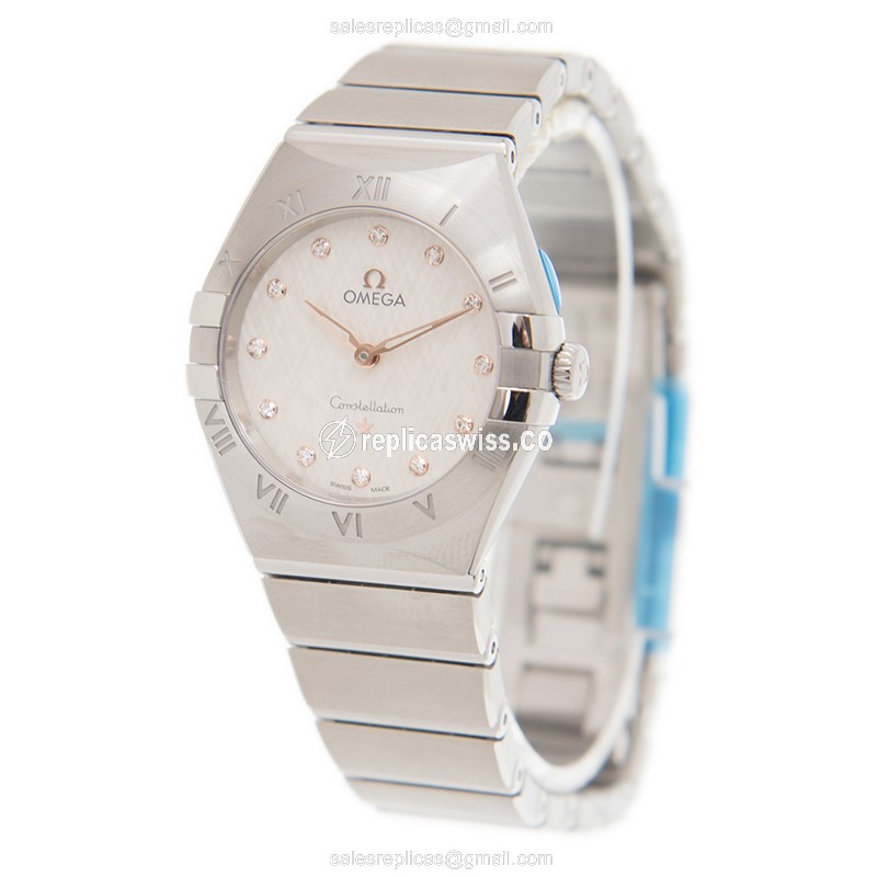 Omega Constellation Quartz - Stainless Steel - Silver Dial - Steel Clasp - Silver Strap - View 3