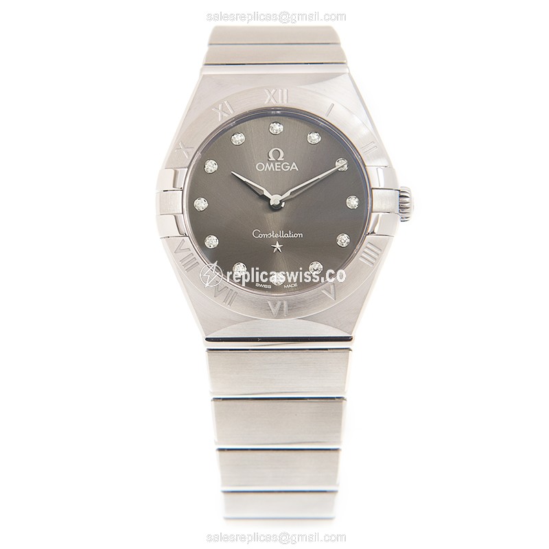 Omega Constellation Quartz - Steel Case - Gray Dial - Silver Steel Strap - View 2
