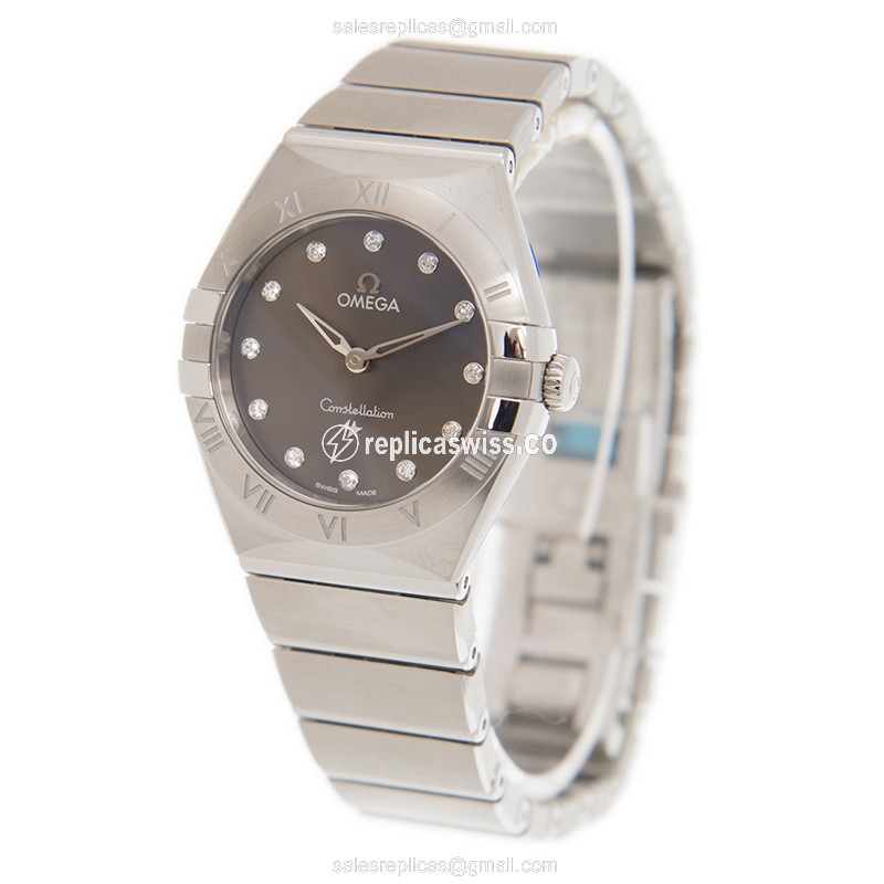 Omega Constellation Quartz - Steel Case - Gray Dial - Silver Steel Strap - View 3
