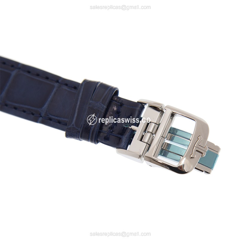Jaeger-Lecoultre Q3448430 Rendez-Vous Replica - Automatic - Steel Case - Silver Dial - Blue Leather Strap - View 4