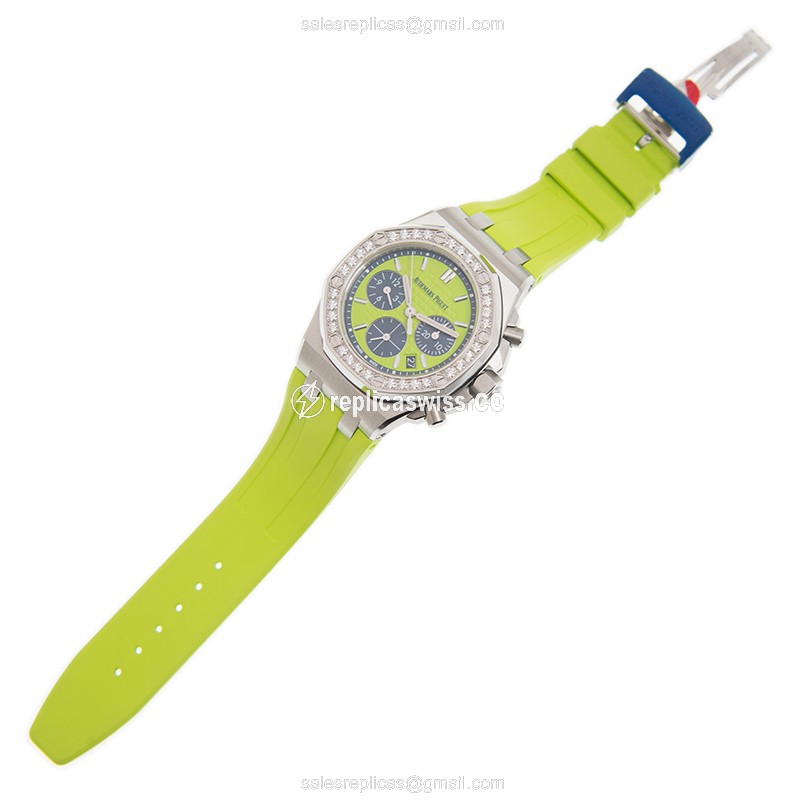 Royal Oak Offshore Replica - Audemars Piguet - Automatic - Stainless Steel & Diamond - Green Dial - Rubber Strap - View 2