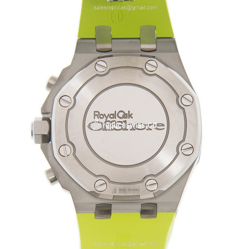 Royal Oak Offshore Replica - Audemars Piguet - Automatic - Stainless Steel & Diamond - Green Dial - Rubber Strap - View 3