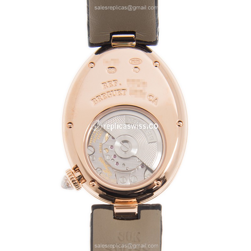 Breguet 8928BR/5W/944/DD0D REINE DE NAPLES - Automatic - Rose Gold - Diamonds - White Dial - Leather Strap - View 3