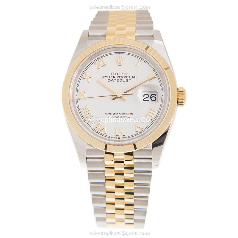 Rolex Datejust Replica - Automatic - White Dial - Gold & Steel Case - View 2